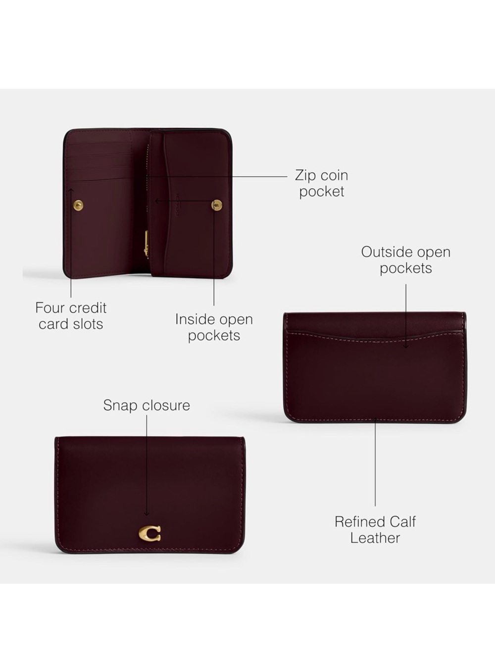 Coach Essential Slim Card Case in Merlot - NWT - Compact Burgundy Wallet CR990 - Picture 9 of 9